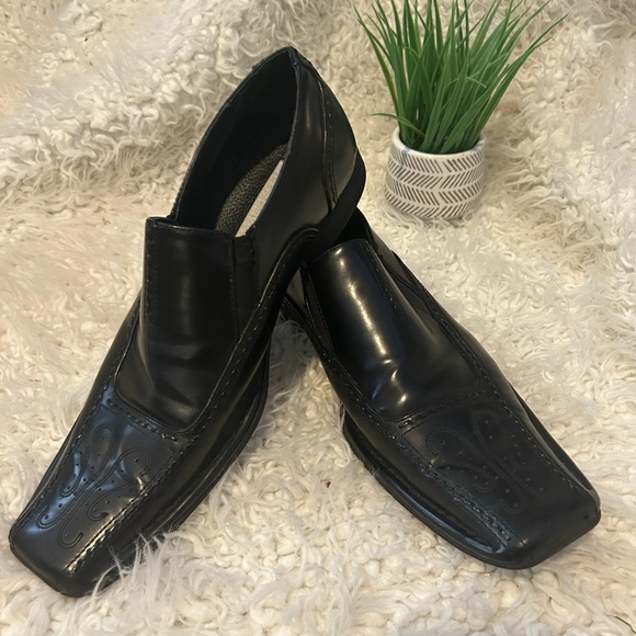 Carlo Morandi men’s dress oxfords. 11 square toe black Leather s4 - Picture 2 of 8